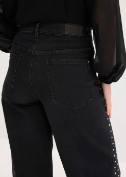 bonprix Jean large taille mi-haute avec strass|Femme Jeans