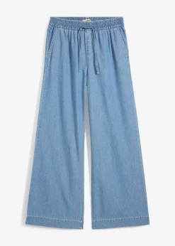 Femme bonprix Jeans|Jean large, taille mi-haute et élastiquée