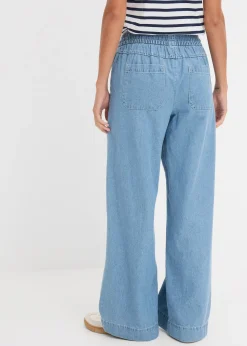 Femme bonprix Jeans|Jean large, taille mi-haute et élastiquée