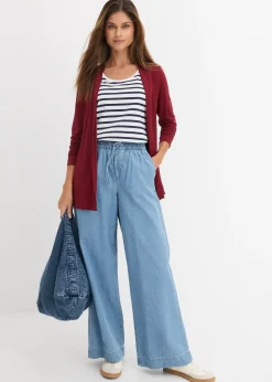 Femme bonprix Jeans|Jean large, taille mi-haute et élastiquée