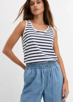 Femme bonprix Jeans|Jean large, taille mi-haute et élastiquée