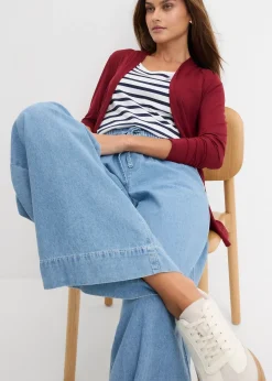 Femme bonprix Jeans|Jean large, taille mi-haute et élastiquée