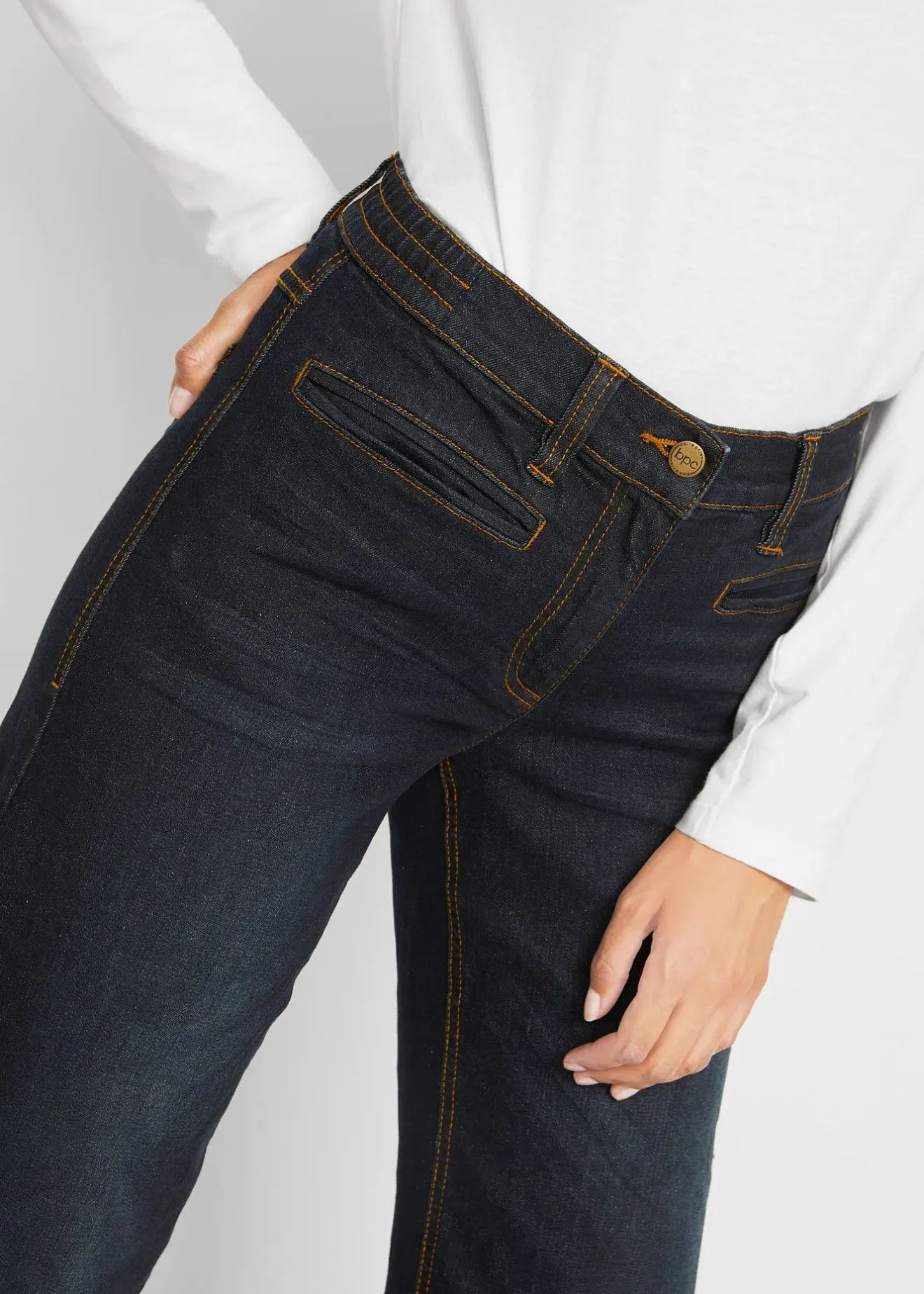 Femme bonprix Jeans|Jean large taille mi-haute élastiquée