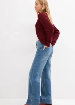 Femme bonprix Tailles Petite|Jean large taille mi-haute, long