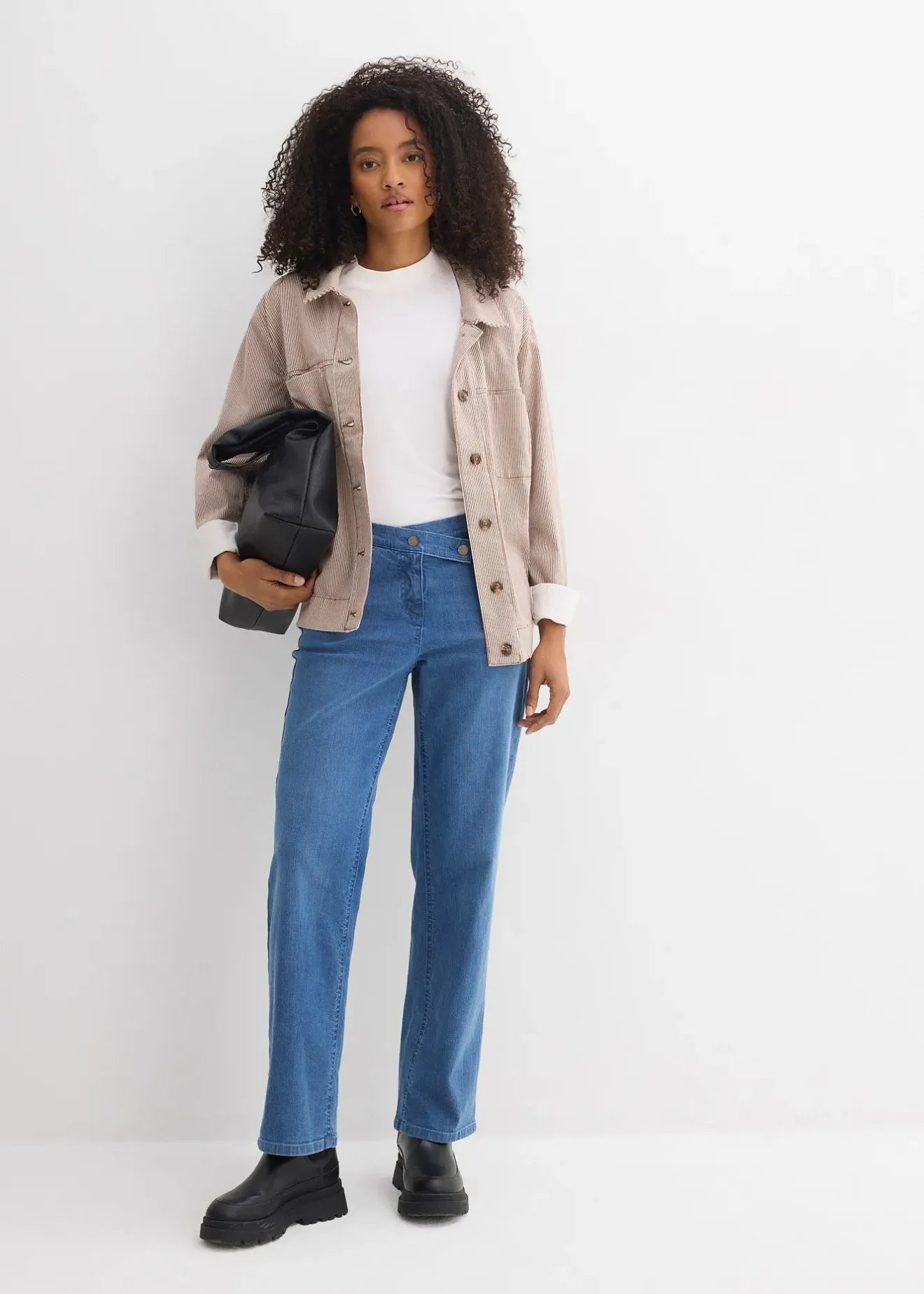 bonprix Jean loose taille mi-haute, coupe droite|Femme Jeans