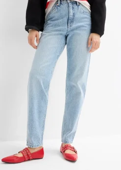 Femme bonprix Jeans|Jean mom cropped taille haute, peu extensible