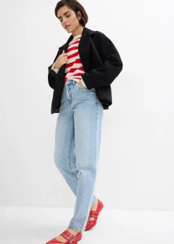 Femme bonprix Jeans|Jean mom cropped taille haute, peu extensible