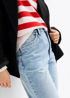 Femme bonprix Jeans|Jean mom cropped taille haute, peu extensible