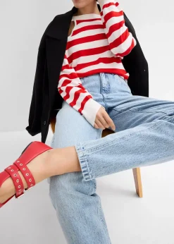 Femme bonprix Jeans|Jean mom cropped taille haute, peu extensible