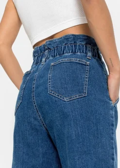 Femme bonprix Jeans|Jean mom extensible, taille haute