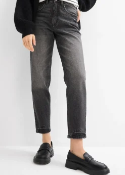 Femme bonprix Jeans|Jean mom taille haute, peu extensible, cropped