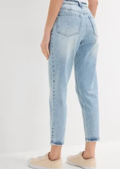 Femme bonprix Jeans|Jean mom taille haute, raccourci, peu extensible