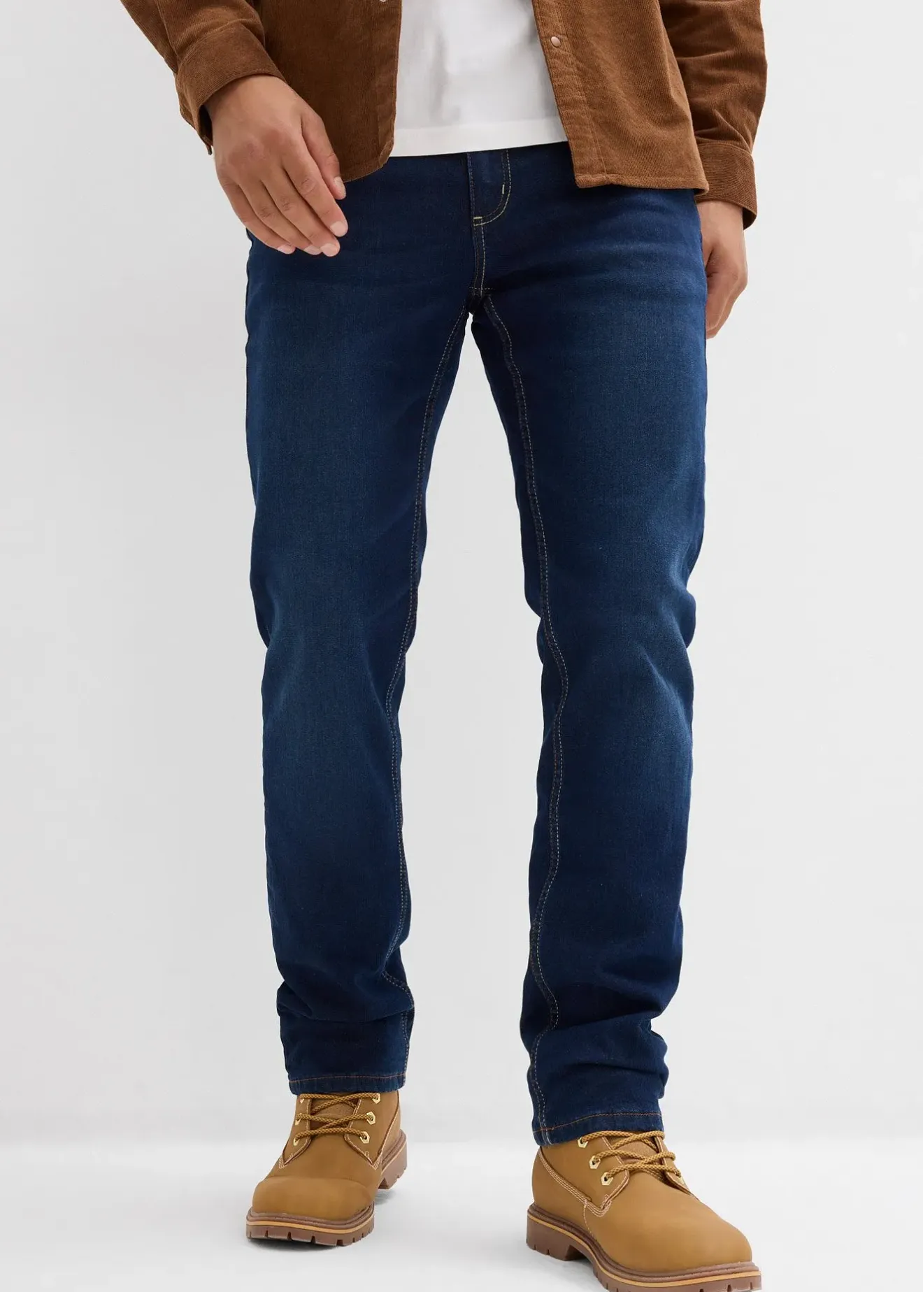 Homme bonprix Vêtements Thermiques|Jeans|Jean regular extensible avec doublure chaude en jersey et taille élastiquée, droit