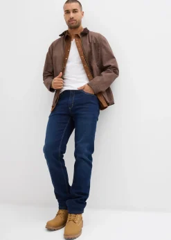 Homme bonprix Vêtements Thermiques|Jeans|Jean regular extensible avec doublure chaude en jersey et taille élastiquée, droit