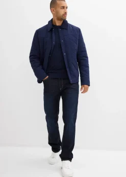 bonprix Jean regular extensible avec doublure chaude en jersey et taille élastiquée, droit|Homme Vêtements Thermiques|Jeans