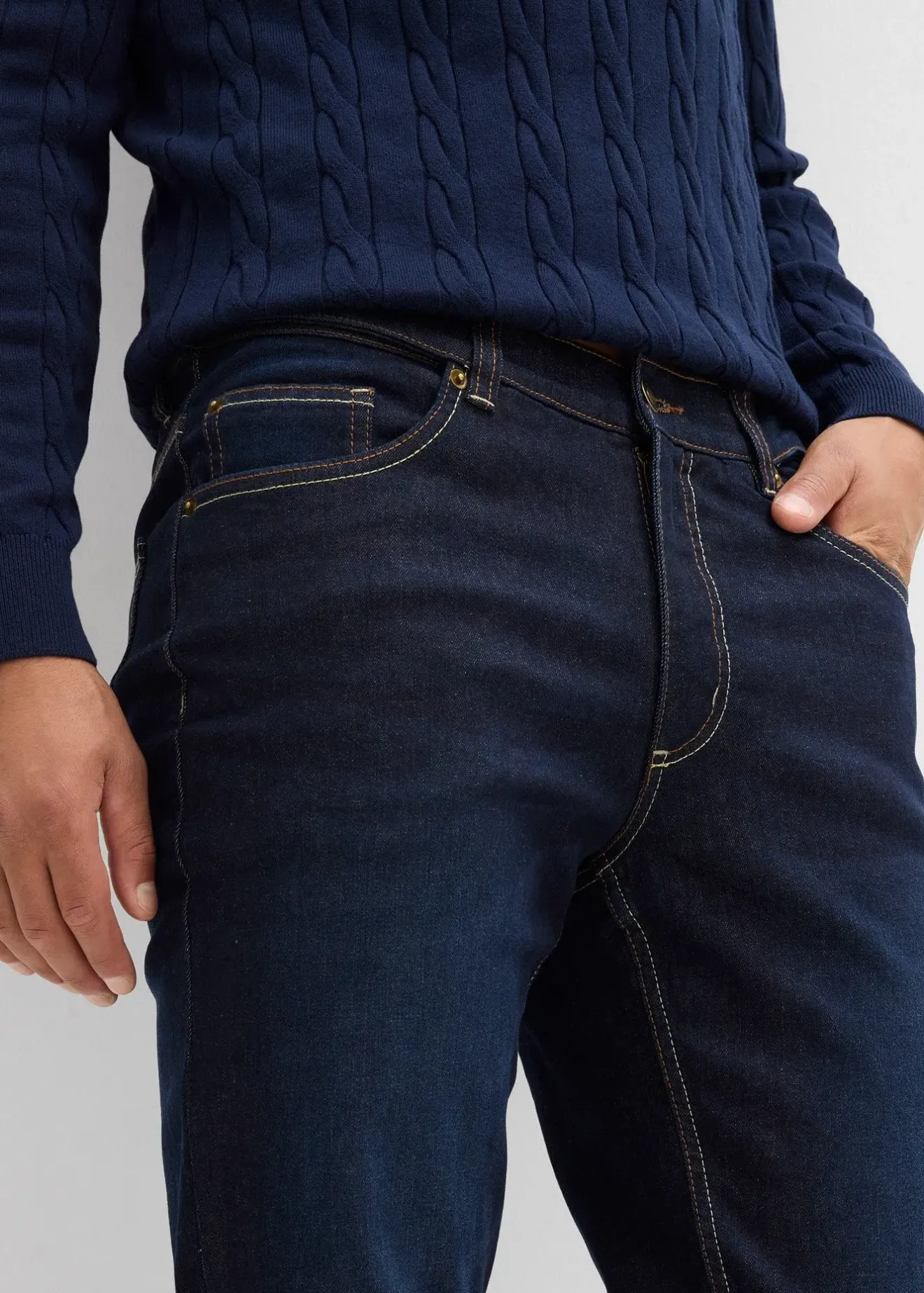 bonprix Jean regular extensible avec doublure chaude en jersey et taille élastiquée, droit|Homme Vêtements Thermiques|Jeans