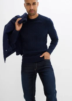 bonprix Jean regular extensible avec doublure chaude en jersey et taille élastiquée, droit|Homme Vêtements Thermiques|Jeans