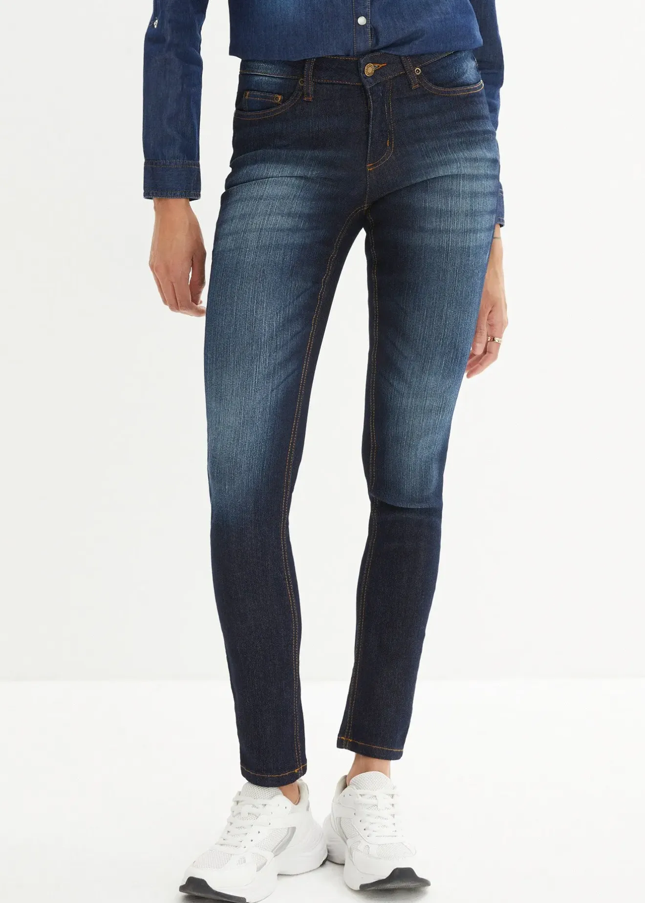Femme bonprix Jeans|Jean skinny taille mi-haute, extensible