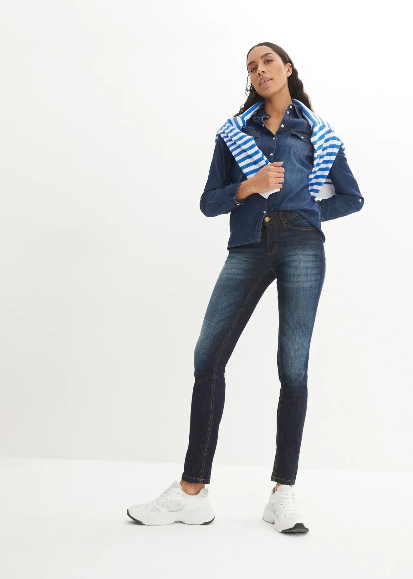 Femme bonprix Jeans|Jean skinny taille mi-haute, extensible