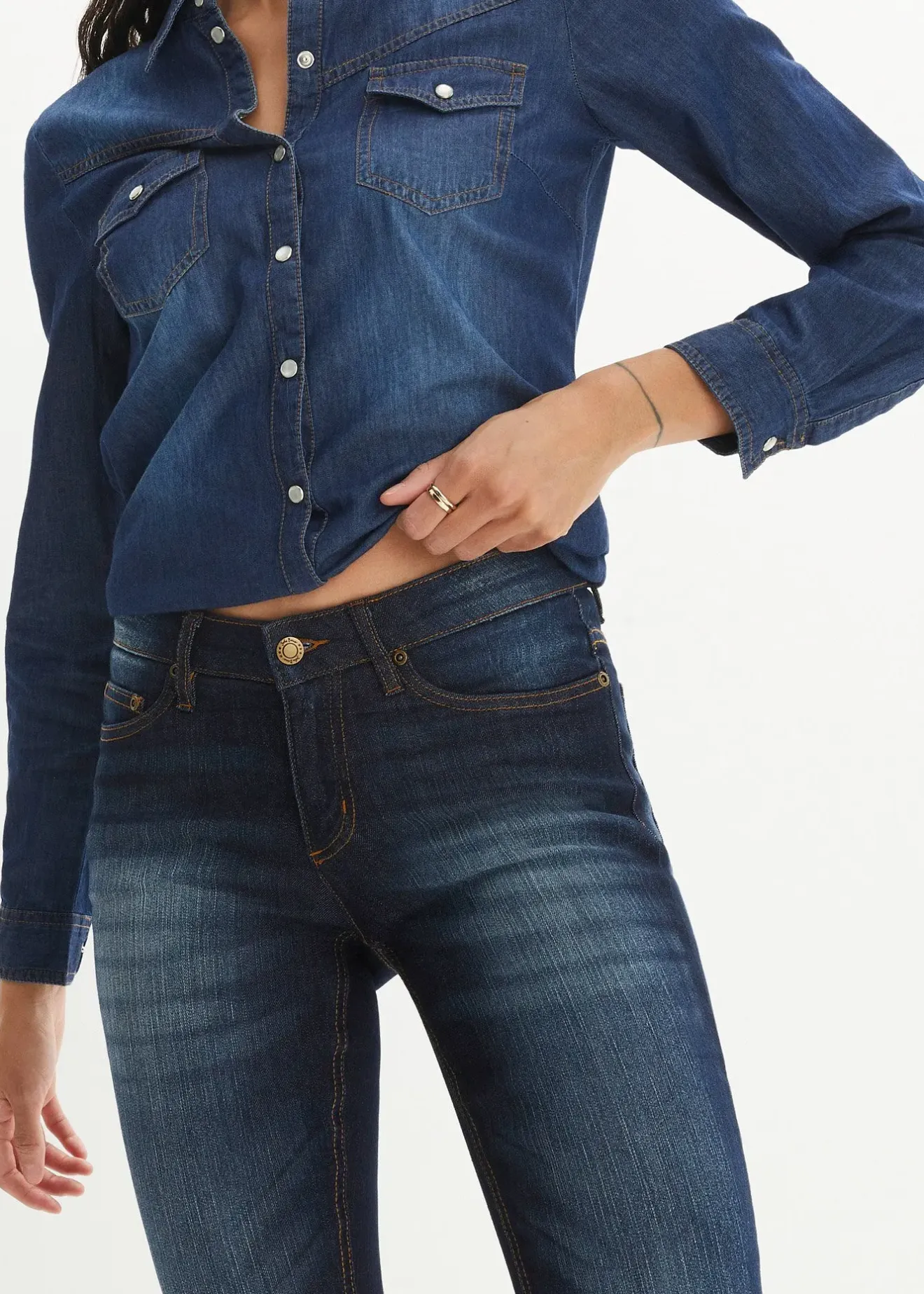 Femme bonprix Jeans|Jean skinny taille mi-haute, extensible