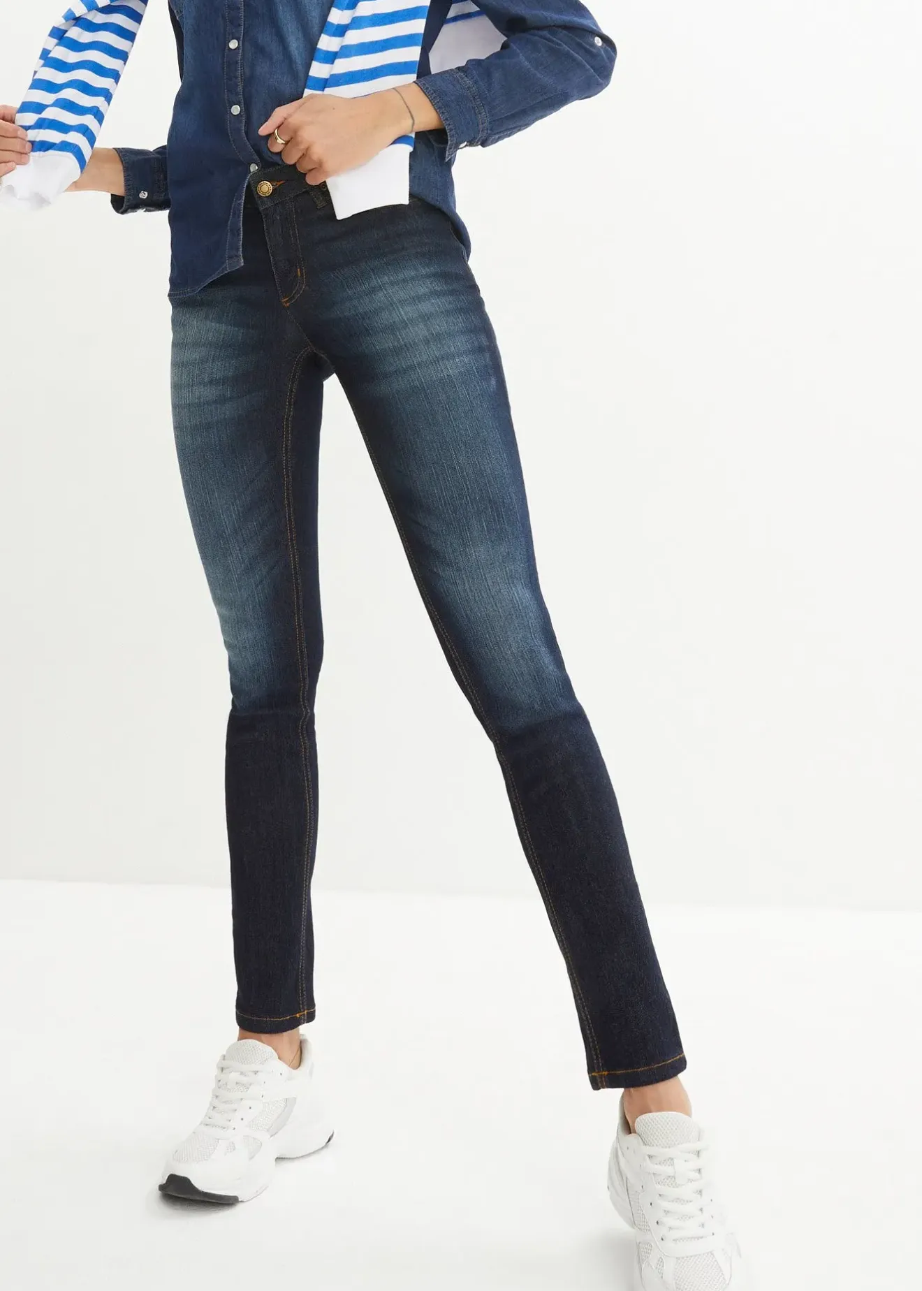 Femme bonprix Jeans|Jean skinny taille mi-haute, extensible