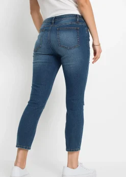 Femme bonprix Jeans|Jean skinny taille mi-haute, effets destroy