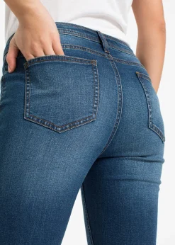 Femme bonprix Jeans|Jean skinny taille mi-haute, effets destroy