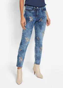 bonprix Jean slim avec broderies florales|Femme Jeans