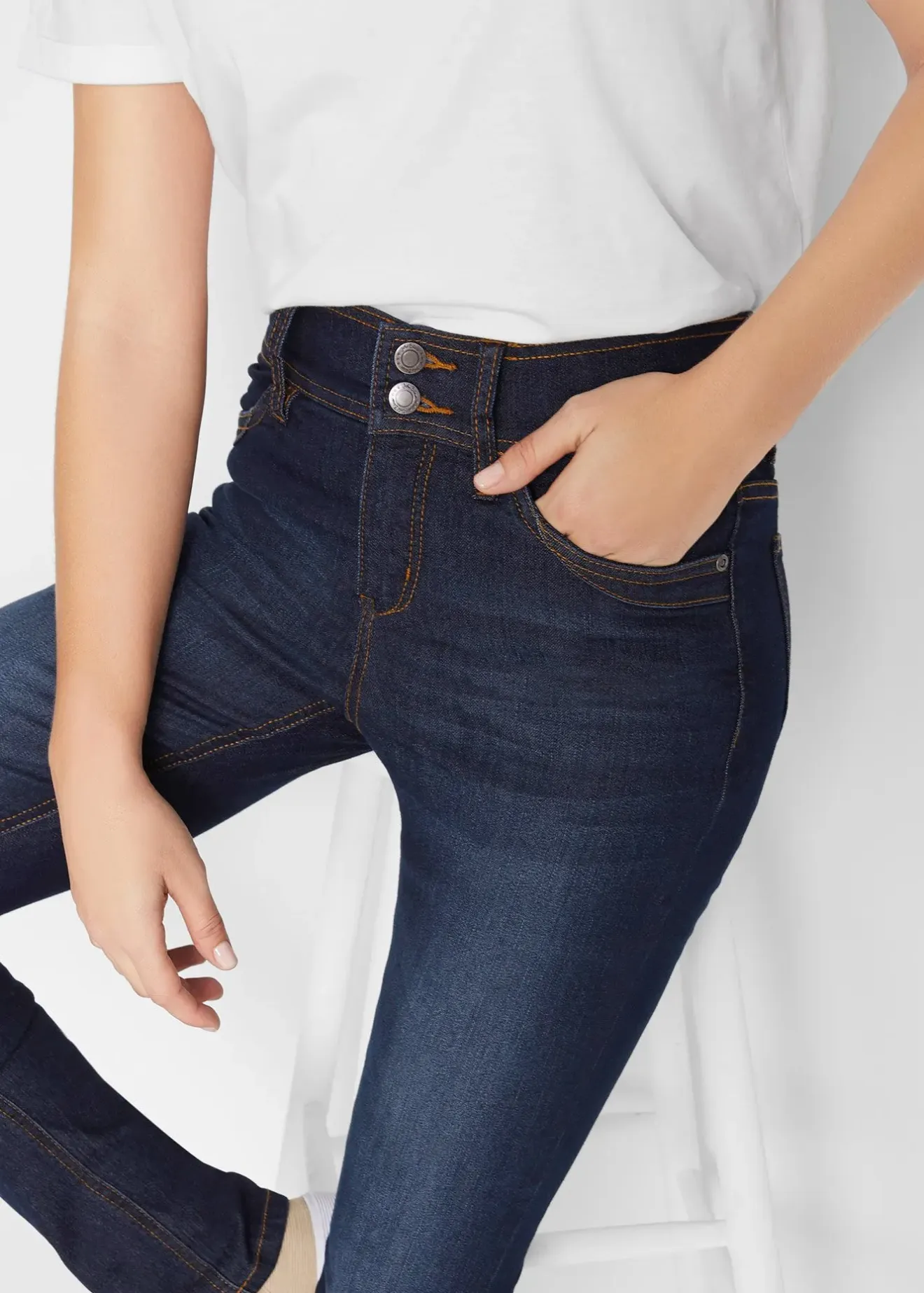 bonprix Jean slim taille haute, extensible et confortable|Femme Jeans