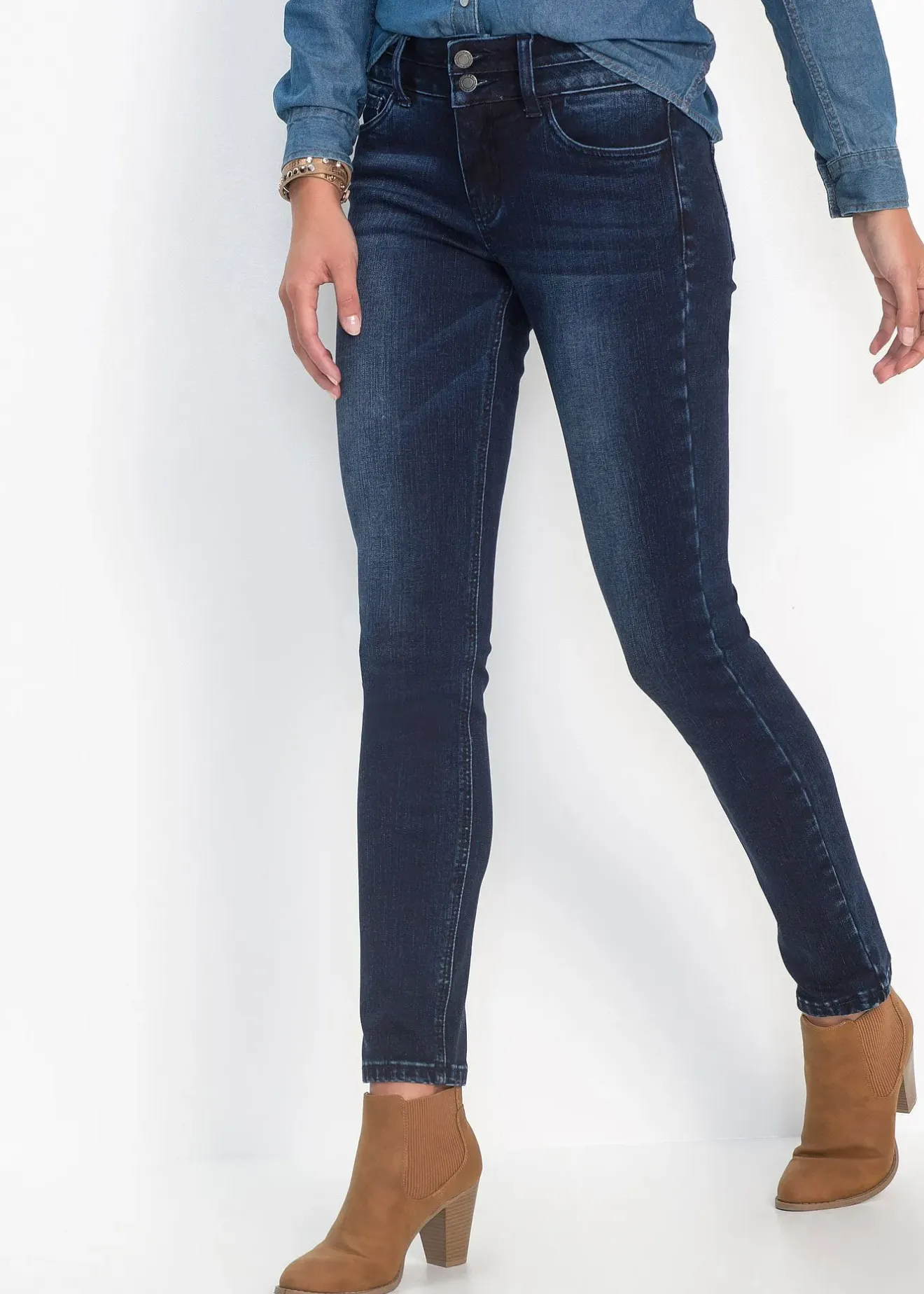 Femme bonprix Jeans|Jean slim taille haute, sculptant et ultra-souple