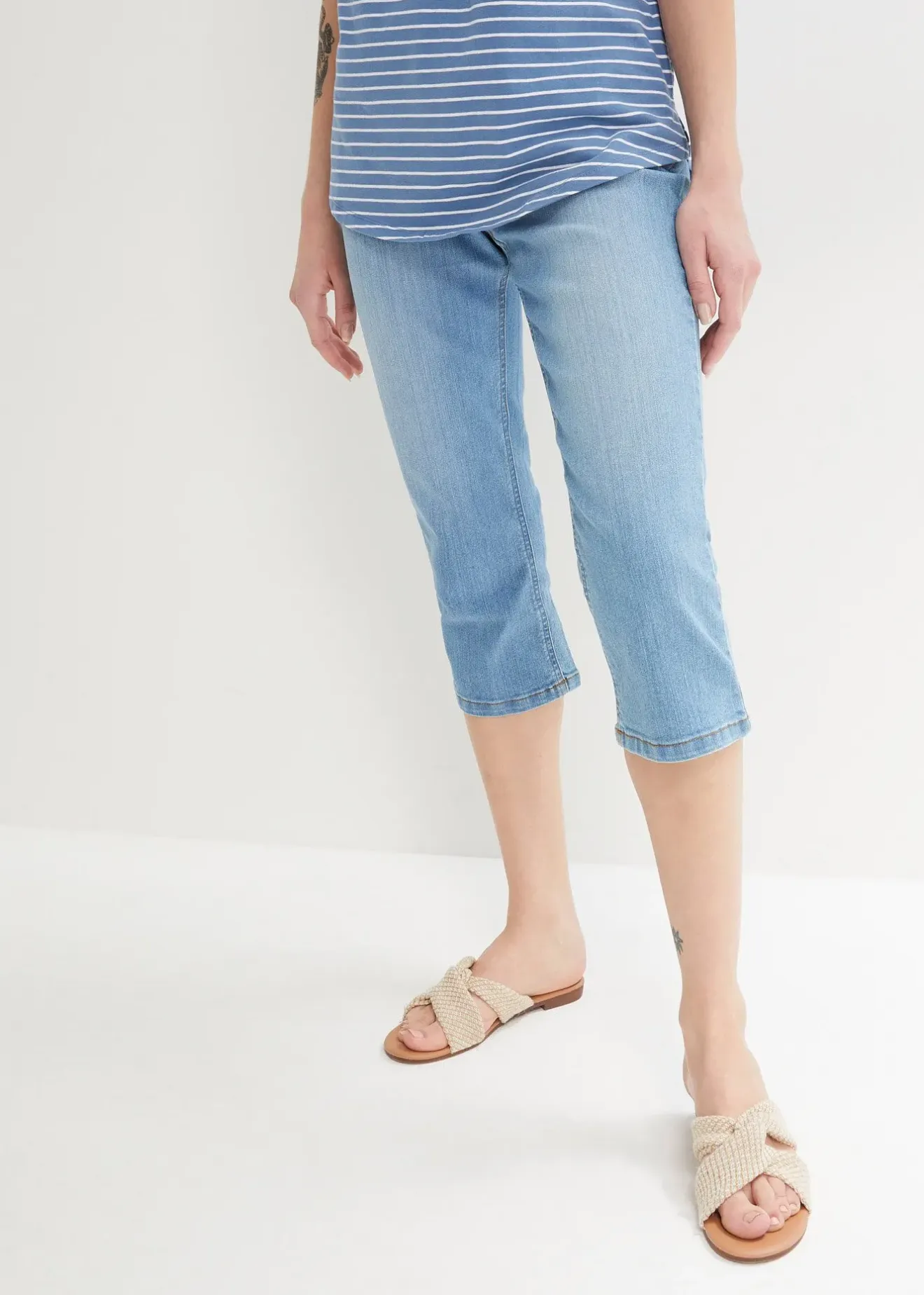 Femme bonprix Jeans|Jean slim, taille mi-haute, longueur 3/4