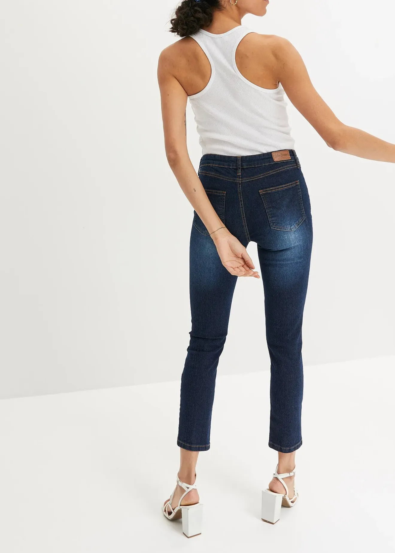 Femme bonprix Jeans|Jean slim taille mi-haute, cropped
