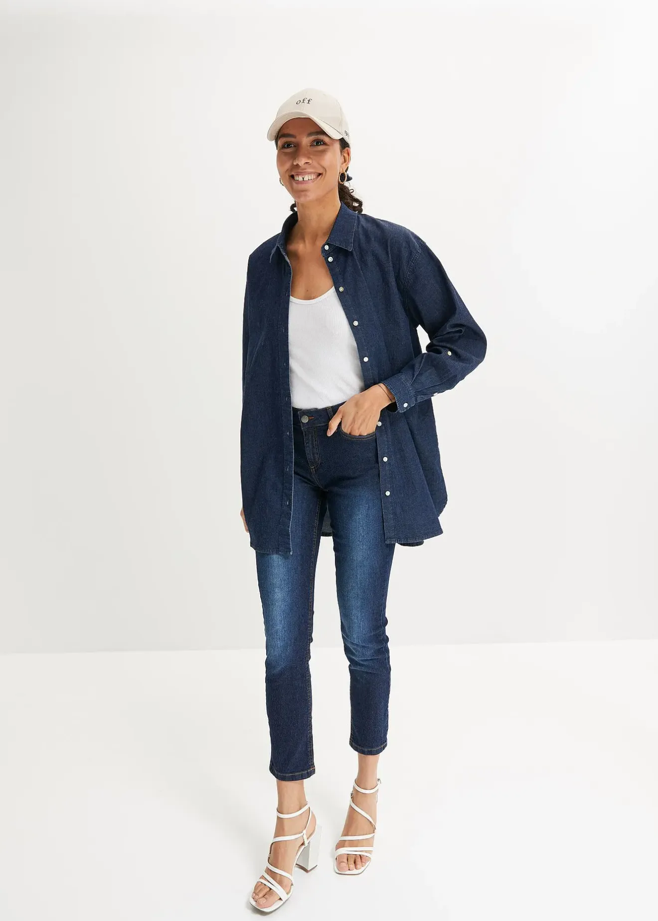 Femme bonprix Jeans|Jean slim taille mi-haute, cropped