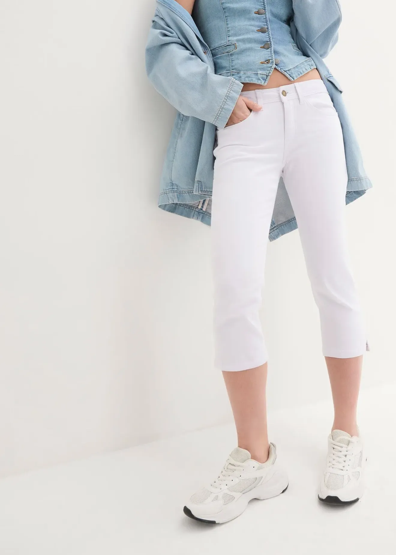 bonprix Jean slim taille mi-haute, raccourci|Femme Jeans