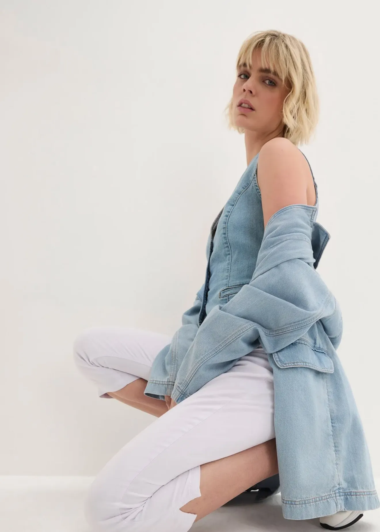 bonprix Jean slim taille mi-haute, raccourci|Femme Jeans