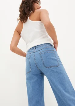 bonprix Jean taille moyenne, jambe évasée, cropped|Femme Jeans