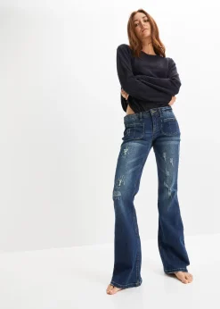 bonprix Jean évasé, taille basse, extensible|Femme Jeans
