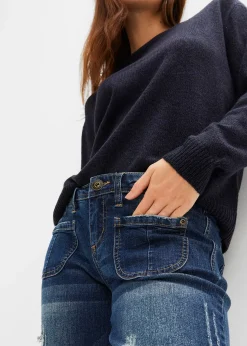 bonprix Jean évasé, taille basse, extensible|Femme Jeans