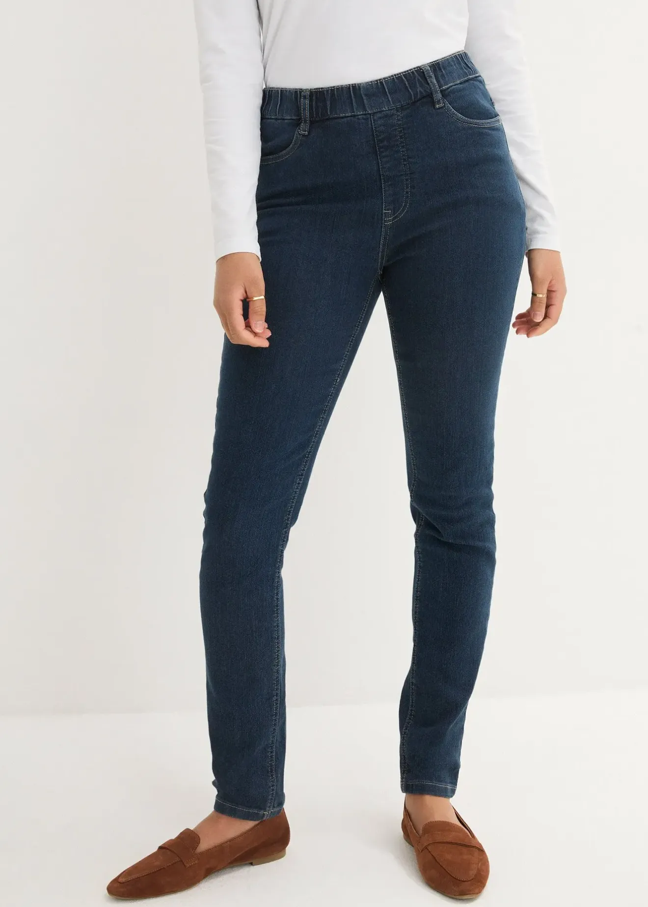Femme bonprix Jeans|Jegging extensible, taille haute et élastiquée