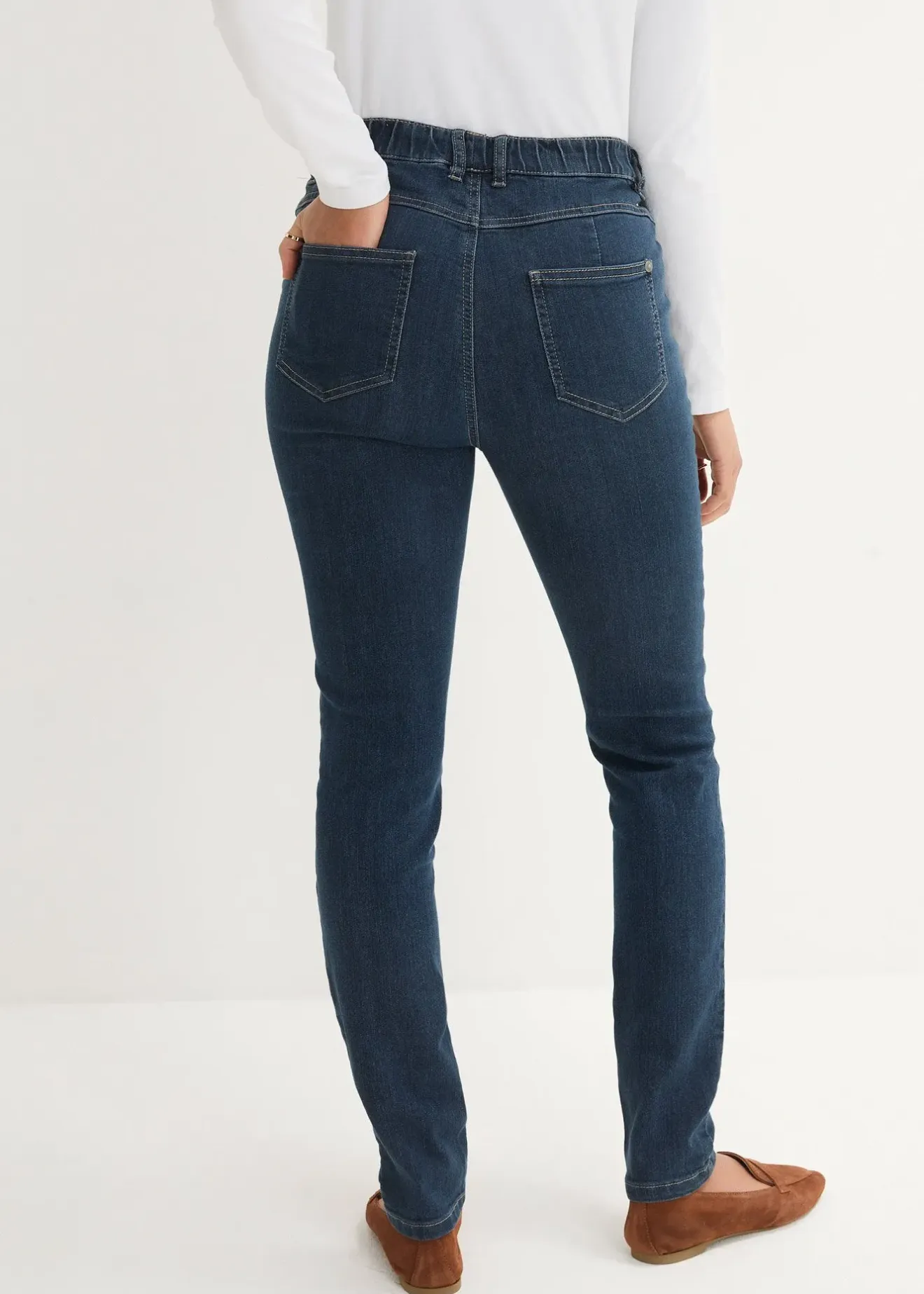 Femme bonprix Jeans|Jegging extensible, taille haute et élastiquée
