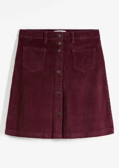 Femme bonprix Jupes|Jupe boutonnée en velours côtelé extensible