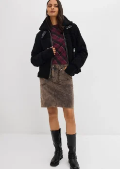 bonprix Jupe courte en velours côtelé délavé|Femme Jupes