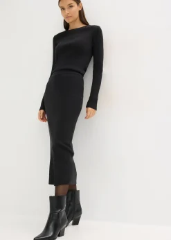 bonprix Jupe douce en fine maille de viscose mélangée|Femme Jupes