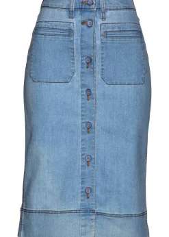Femme bonprix Jupes|Jupe en jean à boutons