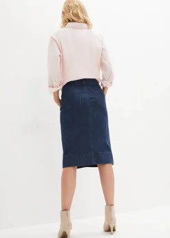 Femme bonprix Jupes|Jupe en jean avec boutons décoratifs