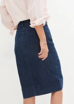 Femme bonprix Jupes|Jupe en jean avec boutons décoratifs