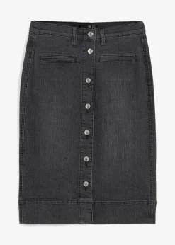 Femme bonprix Jupes|Jupe en jean avec boutons décoratifs