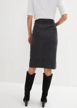 Femme bonprix Jupes|Jupe en jean avec boutons décoratifs