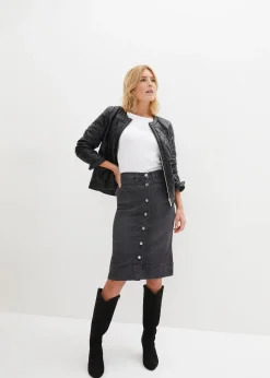 Femme bonprix Jupes|Jupe en jean avec boutons décoratifs