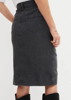 Femme bonprix Jupes|Jupe en jean avec boutons décoratifs